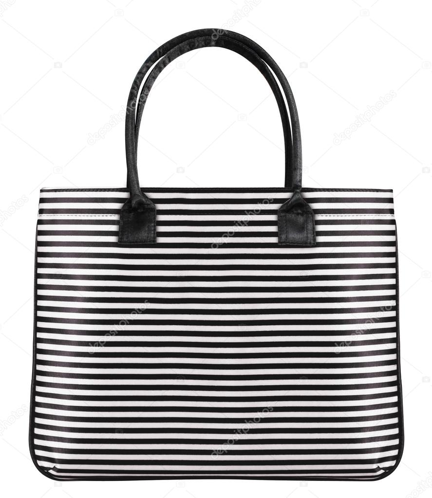 Striped women bag isolated on white background