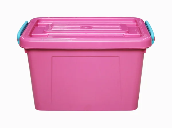 pembe plastik kutu üzerinde beyaz izole