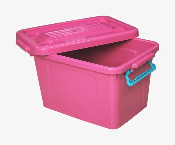 pembe plastik kutu üzerinde beyaz izole