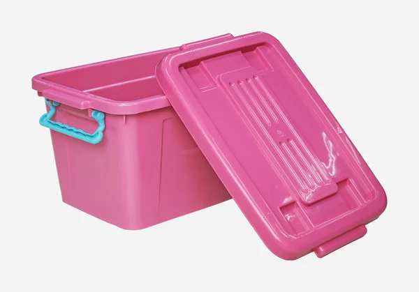 Beyaz clippingpath ile izole pembe plastik kutu