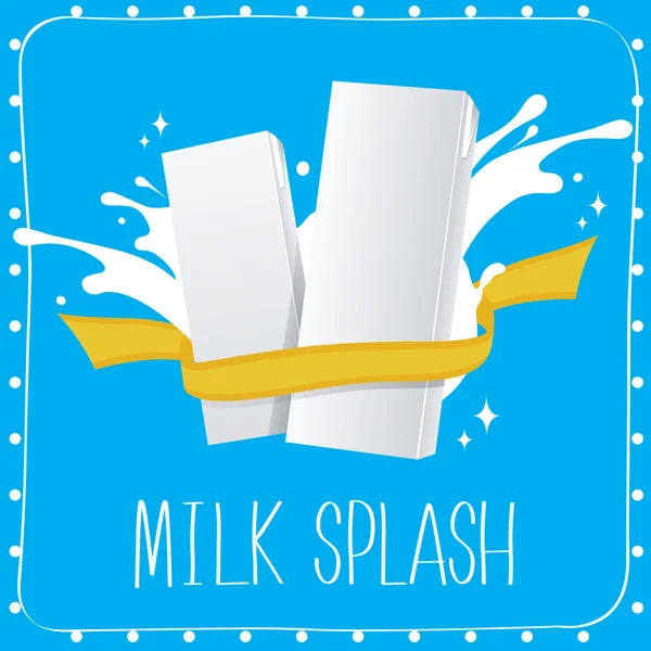 Mavi arka plan üzerinde süt Splash süt kutusu