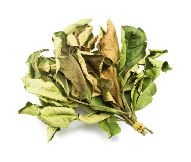 Güney Afrika'da bir kabile kireç yaprakları, beyaz arka plan üzerinde izole Tay kuru ot