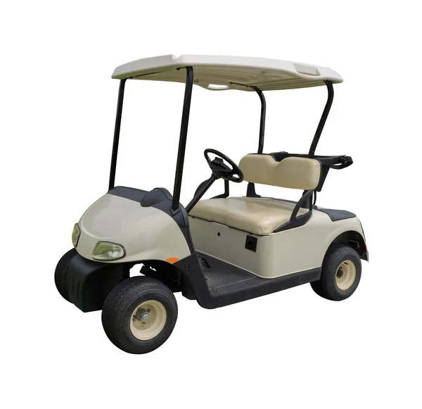 Golf arabası beyaz arkaplanda izole edilmiş.