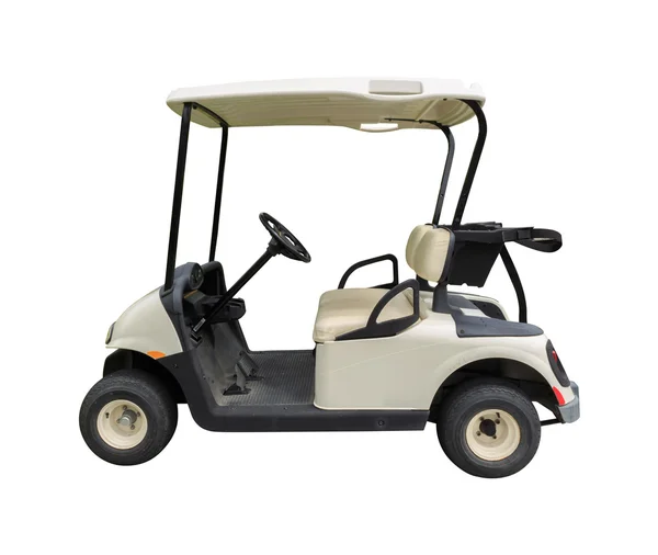 Golf arabası beyaz arkaplanda izole edilmiş.