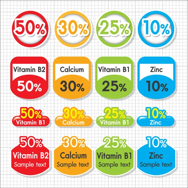 Vitamina calcio zinco nutrizione — Vettoriale Stock