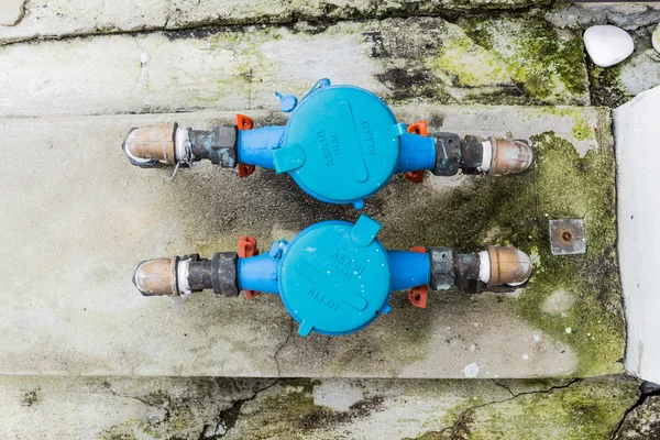 Blauwe watermeters — Stockfoto