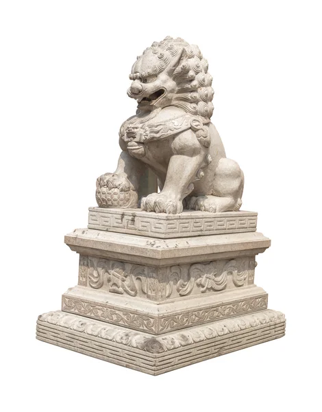 Chinese Imperial Lion Statue, Isolated With Clipping Path — Stock Photo, Image