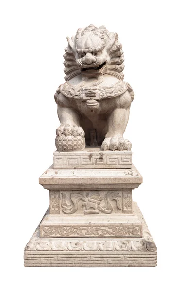 Chinese Imperial Lion Statue, Isolated With Clipping Path — Stock Photo, Image