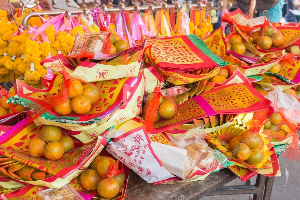 Pattern of Joss Paper and Orange , Chinese or Lunar new year for