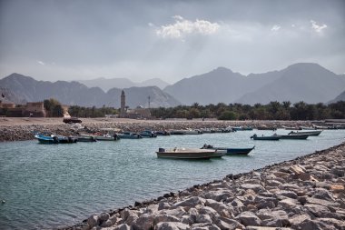 Amazinc coastal scenery near Khasab, in Musandam peninsula, Oman clipart