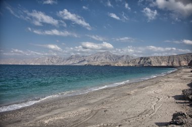 Amazinc coastal scenery near Khasab, in Musandam peninsula, Oman clipart
