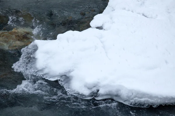 Bevroren water; ijs op de rivier — Stockfoto