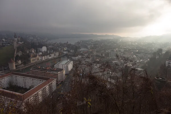 A légi felvétel a belvárosban, Luzern, Svájc — Stock Fotó