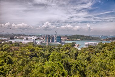 Singapur Sentosa adasının havadan izleme