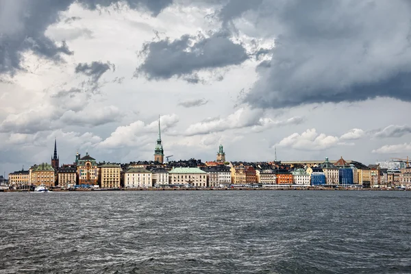 Dark stormy clouds over Stockholm, Sweden — Stock Photo, Image