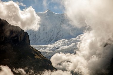 Glaciers, ice and permanent snow on Eiger, near Grindelwald, Switzerland