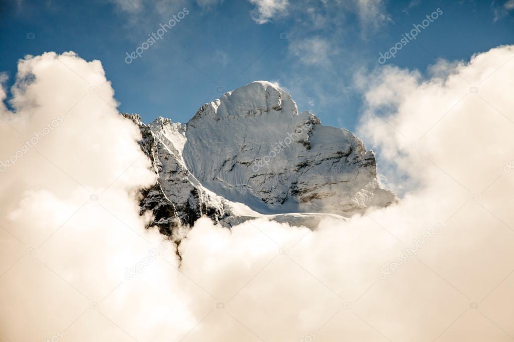 Glaciers, ice and permanent snow on Eiger, near Grindelwald, Switzerland