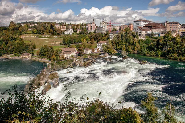 Air Terjun Rhine, air terjun terbesar di Eropa, Schaffhausen, Swiss — Stok Foto