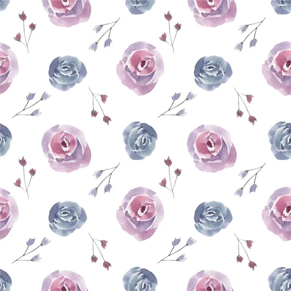 Nahtloses Muster Mit Pastellfarbenen Aquarellblumen Rosen Natur Für Ihr Design — Stockfoto