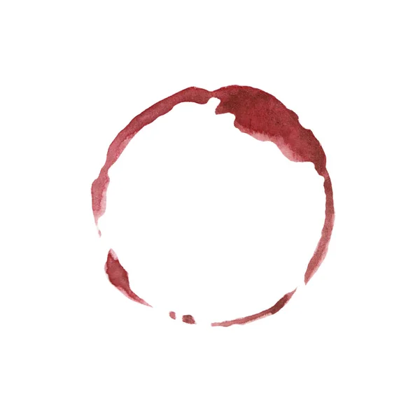 Akvarell Kerek Folt Egy Pohár Vörösborból Piros Cseppek Tervezéshez — Stock Fotó