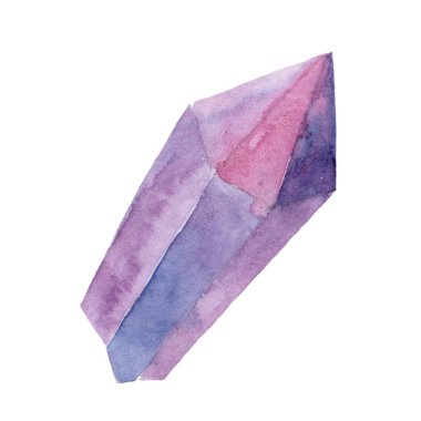 Suluboya kristali, mineral, beyaz arka planda izole edilmiş değerli taş. Kenarları olan bir taş. Gizemli öge.