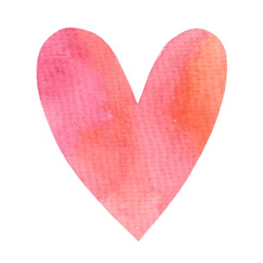 Suluboya kalp beyaz arka planda izole edilmiş. Aşkın sembolü, romantizm, sevgililer günü. El çizimi.