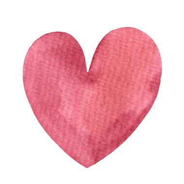 Beyaz arka planda suluboya kalp. Aşk sembolü, Sevgililer Günü.