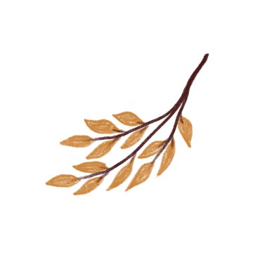 Beyaz arka planda kuru turuncu yapraklı, kurşun kalemle çizilmiş sonbahar dalı. Ağacın bir parçası. Doodle tarzı.