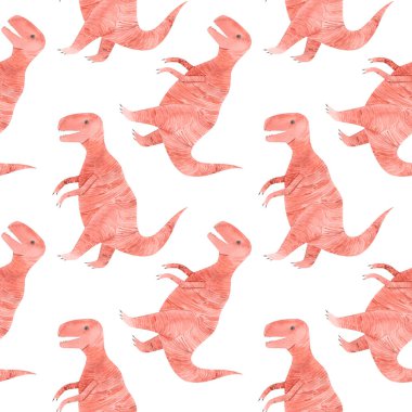 Tatlı dinozorların suluboya desenleri kusursuz. Dino kağıdı. Çocukların tasarımı için, parti, doğum günü, çocuklar,.