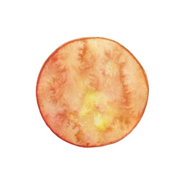 Suluboya el güneşi çiziyor. Soyut sarı turuncu nokta. Yıldız.