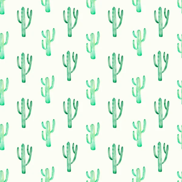 Seamless watercolor pattern with cacti. Desert plant. Mexican holiday.