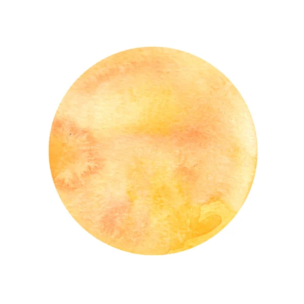 Aquareltekening Volle Maan Geïsoleerd Witte Achtergrond Gele Ronde Vlek Hemels — Stockfoto