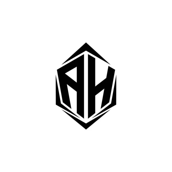 初始Ah标志设计 初始Ah标志设计与盾牌风格 标志商务品牌 — 图库矢量图片