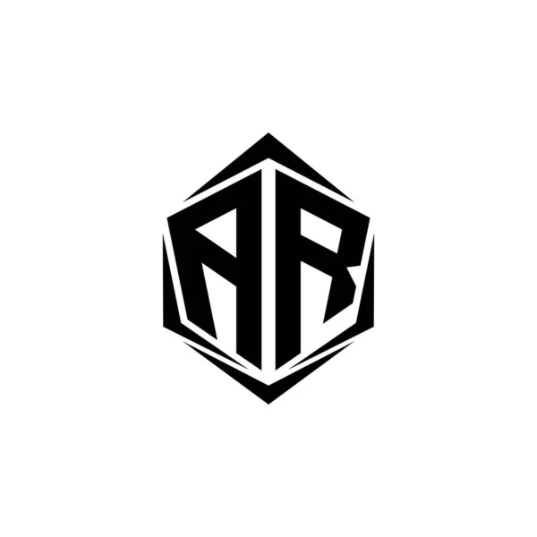 初始Ar标志设计 初始Ar标志设计与盾牌风格 标志商业品牌 — 图库矢量图片