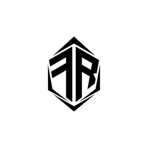 最初Fr标志设计与盾牌风格 标志商业品牌 — 图库矢量图片