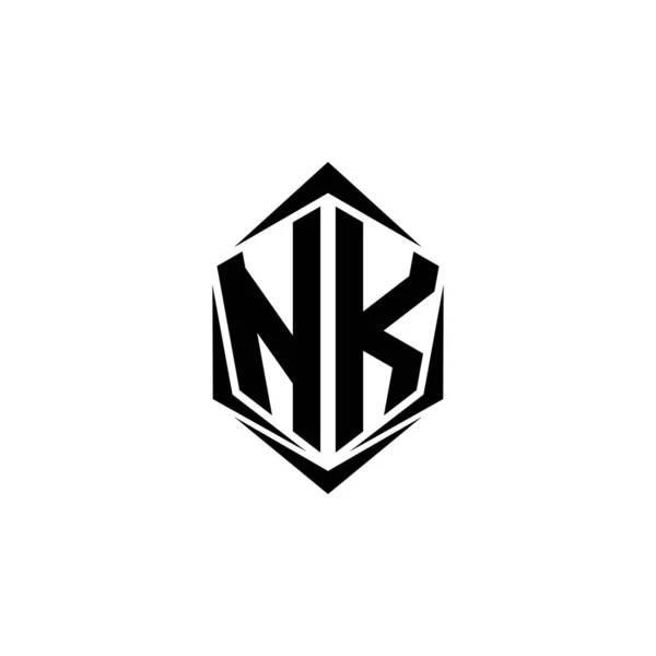 Nk标志的最初设计与盾牌风格 标志商业品牌 — 图库矢量图片