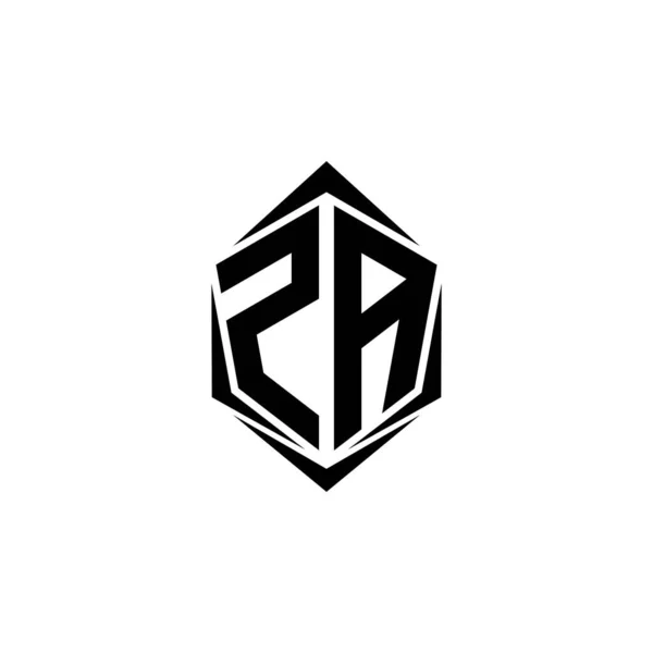 初始Za标志设计与盾牌风格 标志商业品牌 — 图库矢量图片