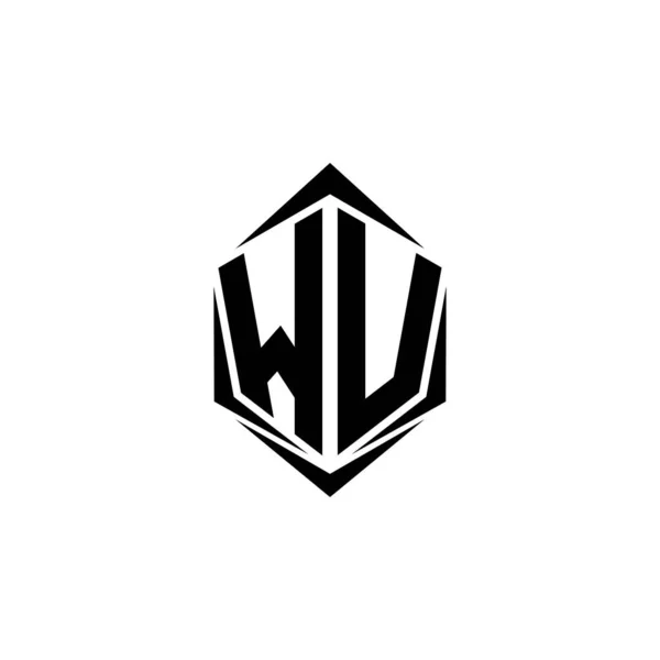 シールドスタイル ロゴビジネスブランディングと初期Wvロゴデザイン — ストックベクタ