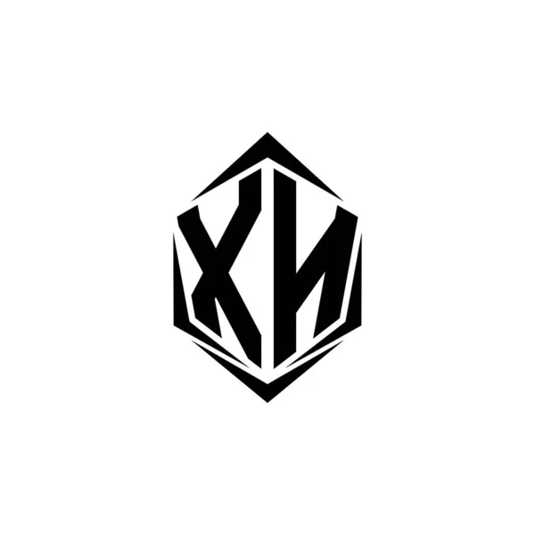 シールドスタイル ロゴビジネスブランディングと初期のXnロゴデザイン — ストックベクタ