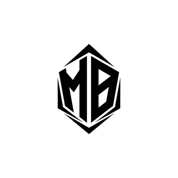 シールドスタイル ロゴビジネスブランディングと初期のMbのロゴデザイン — ストックベクタ