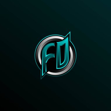 İlk FD logo tasarımı, Circle stili ile ilk FO logosu tasarımı, oyun, esport, topluluk veya iş dünyası logosu.