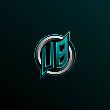 İlk UB logo tasarımı, Circle biçimli ilk VB logo tasarımı, oyun için logo, esport, topluluk veya iş dünyası.