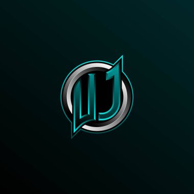 İlk UJ logo tasarımı, Circle stili ile ilk VJ logo tasarımı, oyun, esport, topluluk veya iş dünyası logosu.