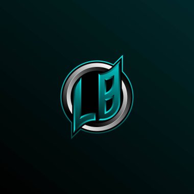 İlk LB logo tasarımı, Circle biçimli ilk LB logo tasarımı, oyun için logo, esport, topluluk veya iş dünyası.