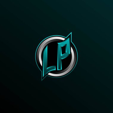 İlk LP logo tasarımı, Circle biçimli ilk LP logo tasarımı, oyun için logo, esport, topluluk veya iş dünyası.
