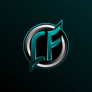 İlk CF logo tasarımı, Circle biçimli ilk CF logo tasarımı, oyun için logo, esport, topluluk veya iş dünyası.