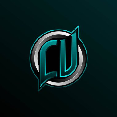 İlk CU logo tasarımı, Circle stili ilk CV logo tasarımı, oyun, esport, topluluk veya iş dünyası logosu.