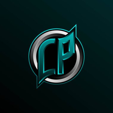 İlk CP logo tasarımı, Circle biçimli ilk CP logo tasarımı, oyun için logo, esport, topluluk veya iş dünyası.