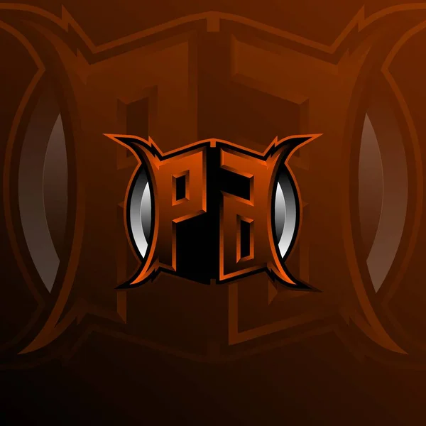 Logo Letter Design Orange Color Logo Game Esport First Gaming — 스톡 벡터