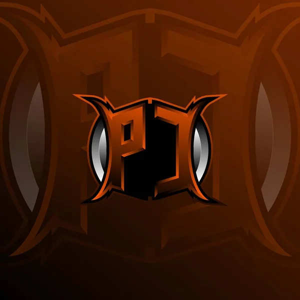 Conception Lettre Logo Couleur Orange Logo Pour Jeu Esport Jeu — Image vectorielle